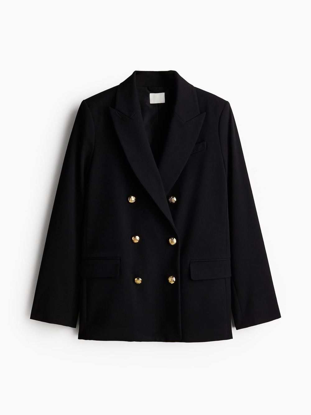 H&M Black Double-Breasted Blazer with Gold Buttons